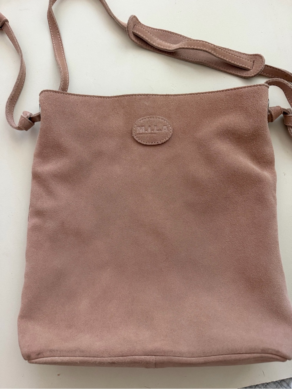 Suede Crossbody Bag in Dusty Rose